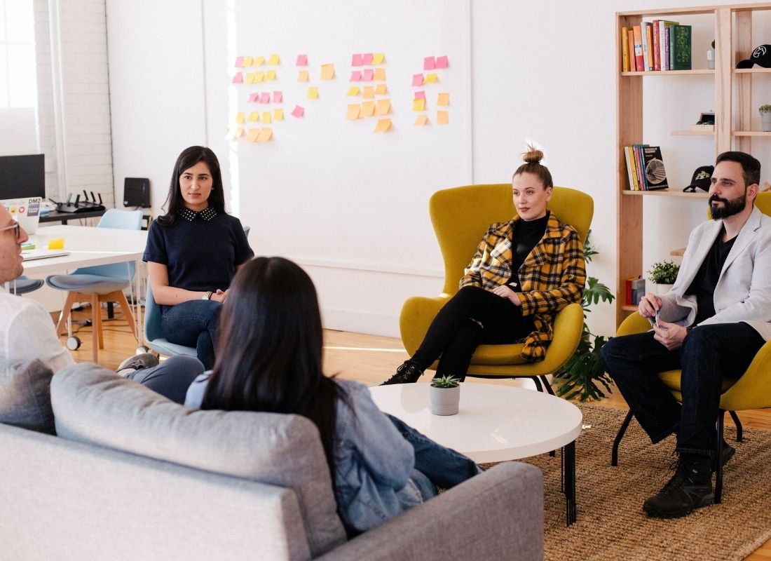 A group of leaders talking in a meeting