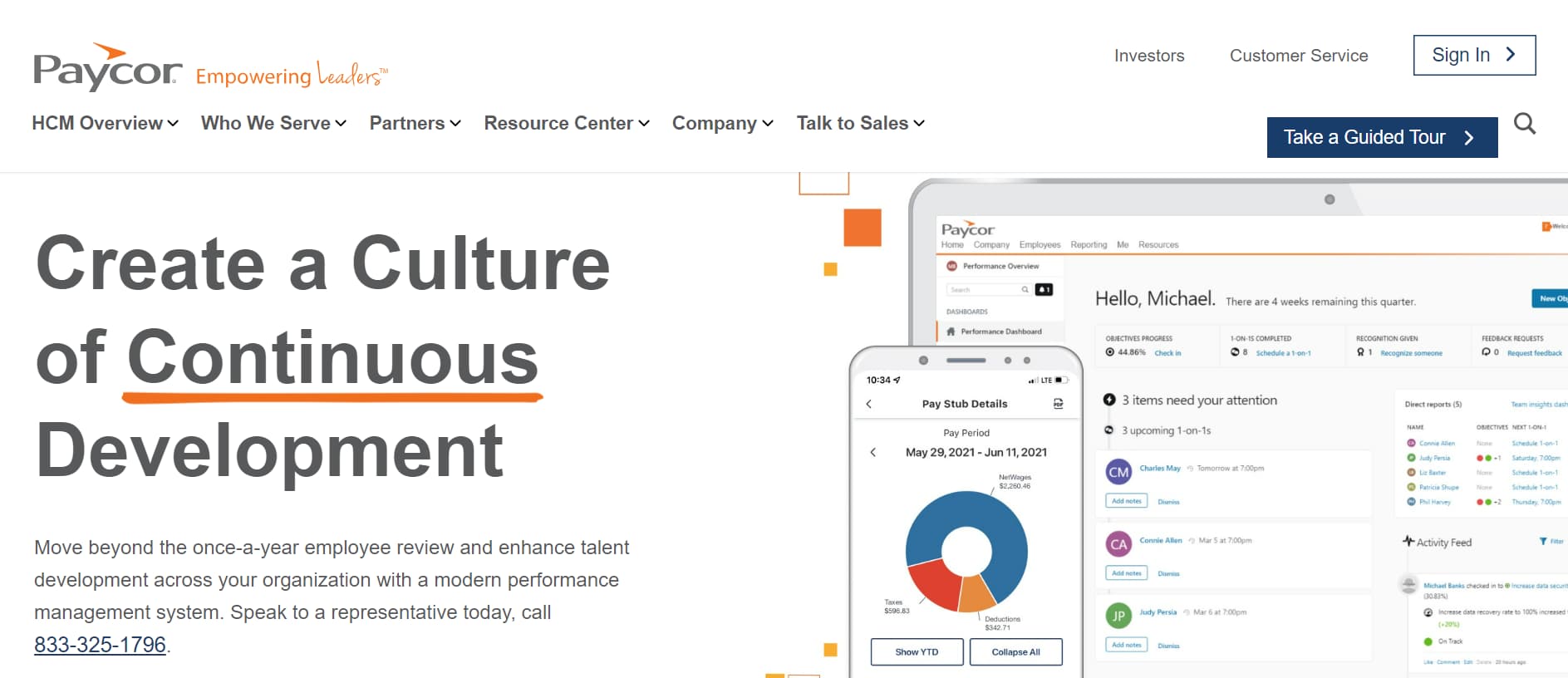 screenshot of the Paycor talent development page